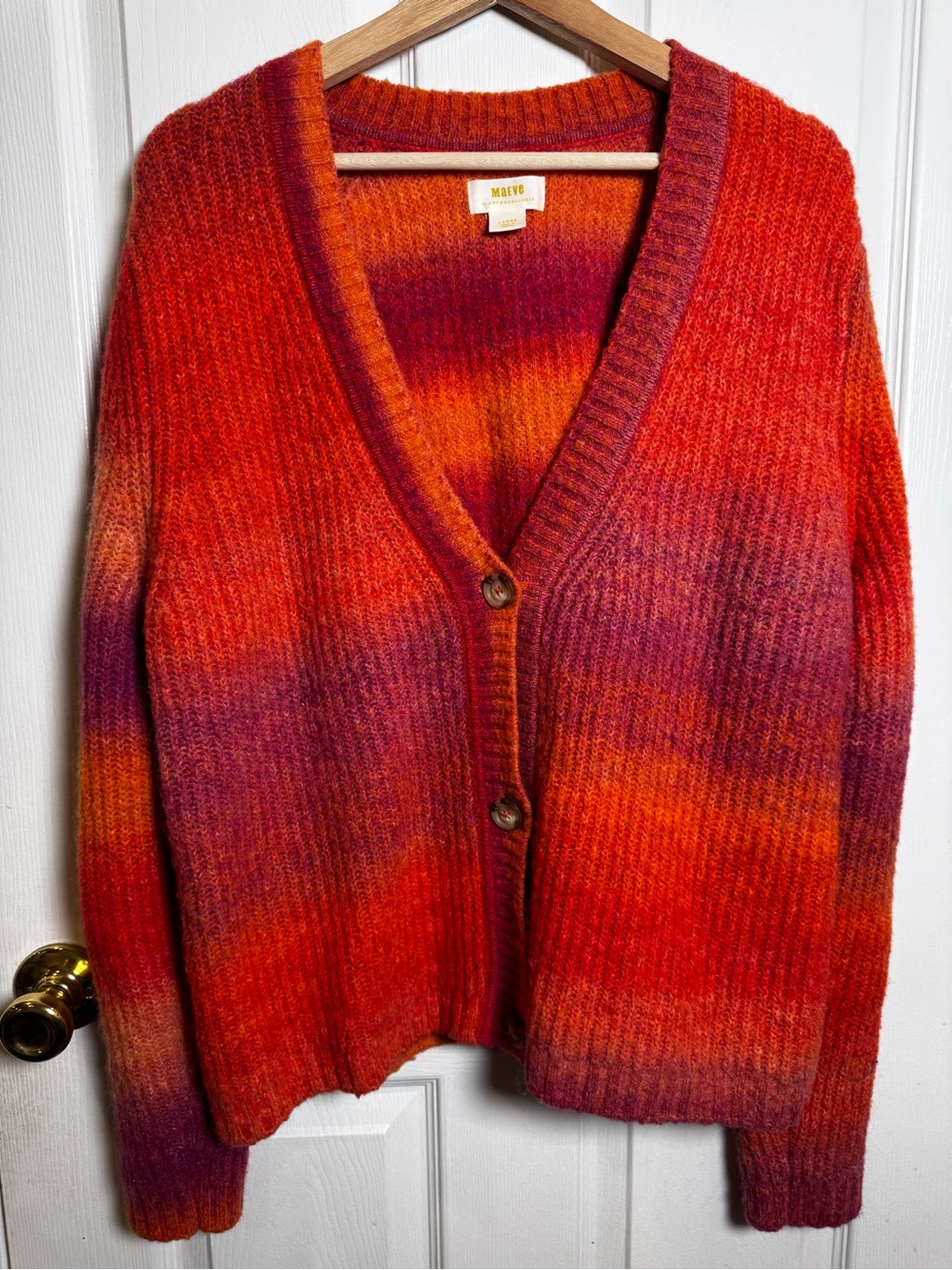 Maeve Anthropologie Hallie Space-Dyed Wool Alpaca Cardigan Large